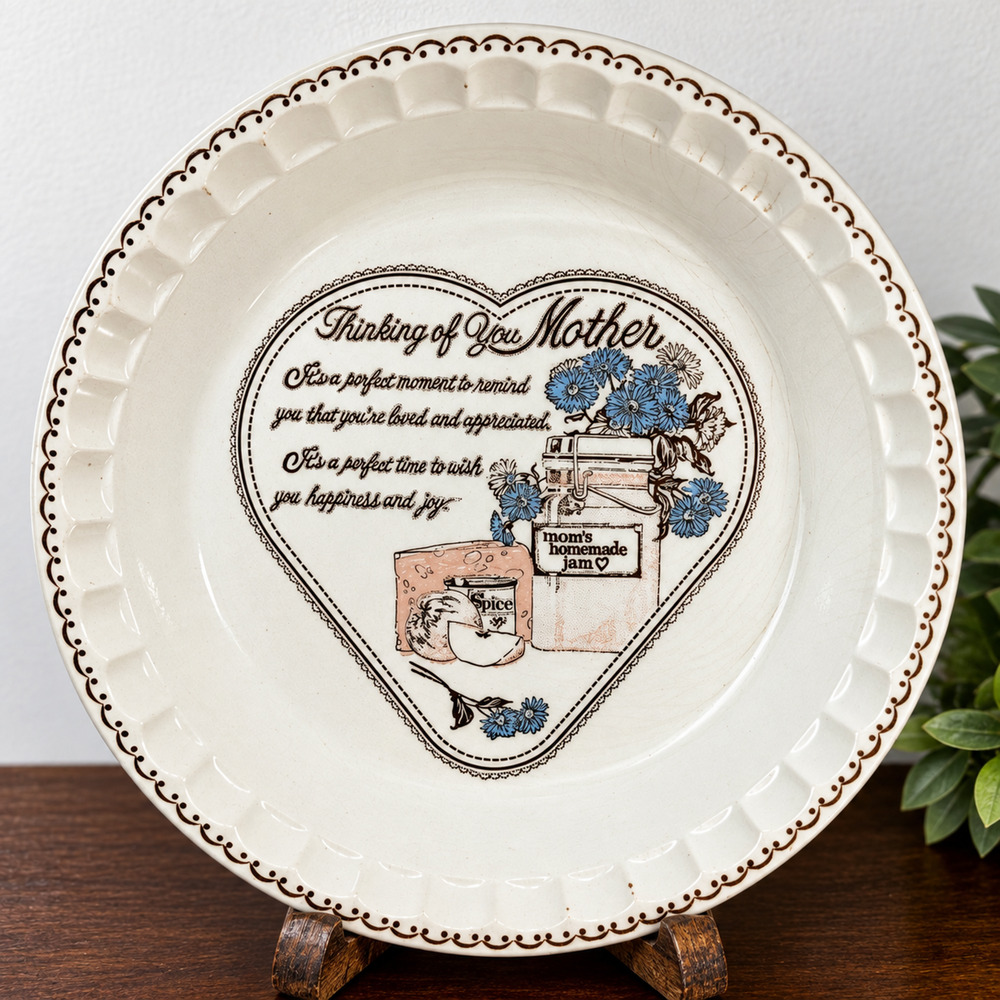 Vintage Royal China Thinking of You Mother Pie Plate Dish Sebring Ohio